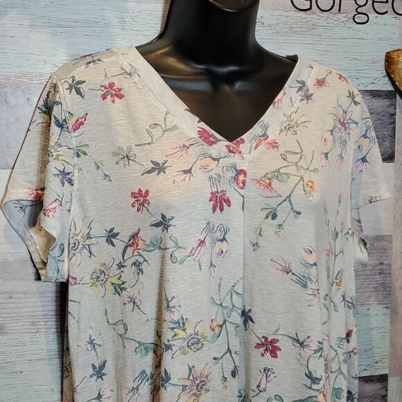 Jaclyn Intimates Sz 1X NWOT Buttery Soft Floral VNeck Tee Gown Slipover 1124 - Picture 3 of 7